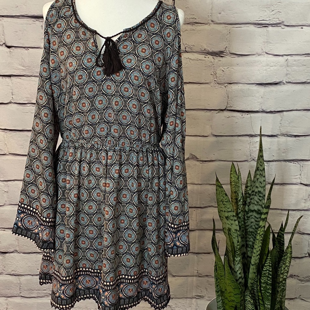 Keyhole Shoulder Multi Colored Dress